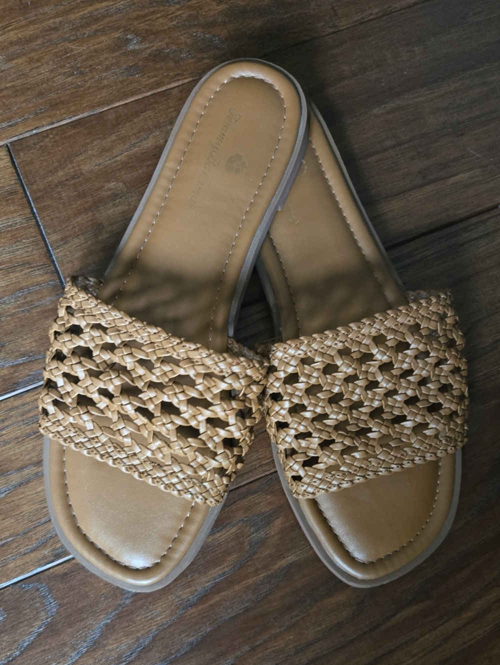 Tommy Bahama Womens Woven Tan Cognac Slide Sandals 7.5